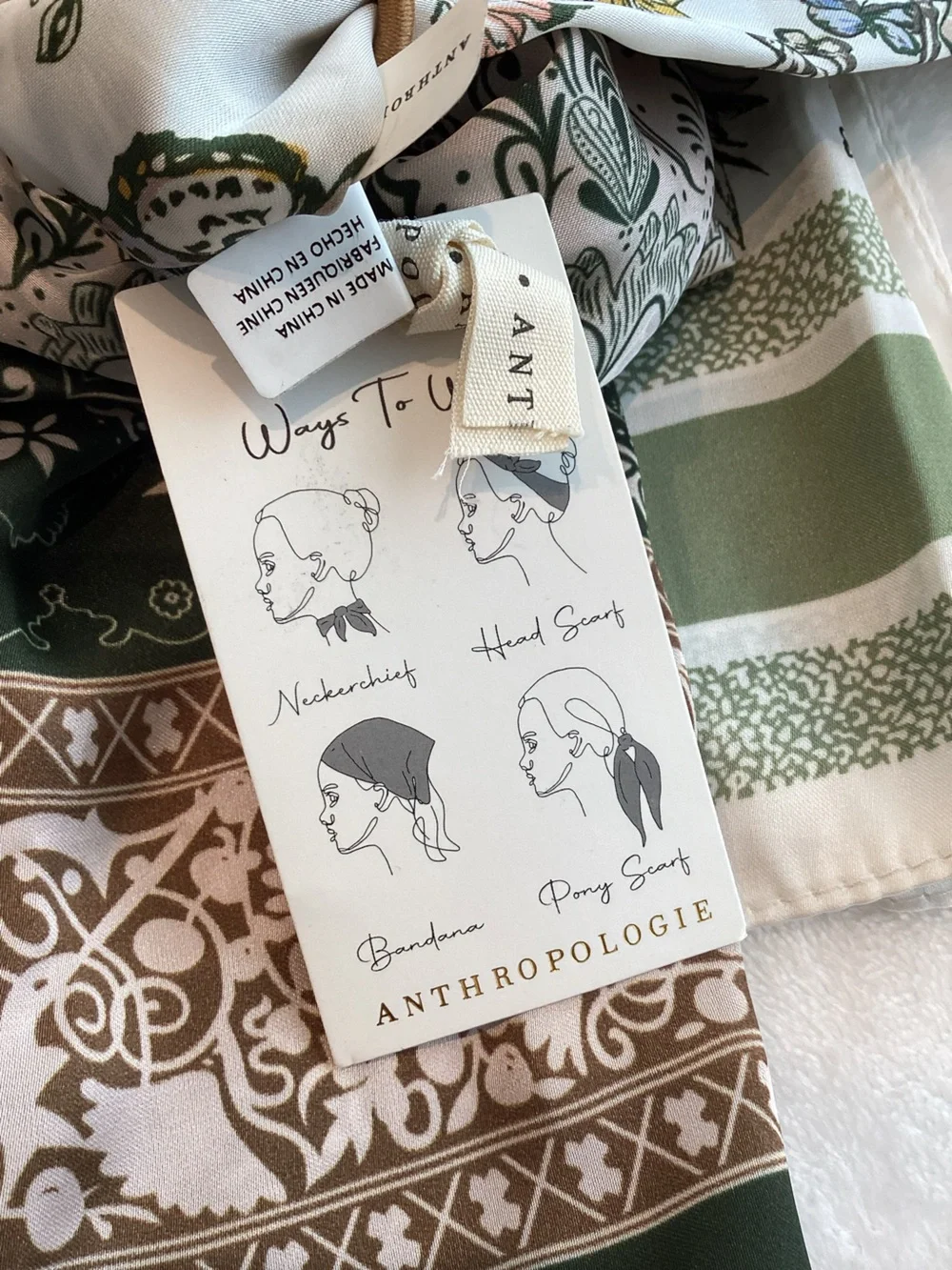 🦋Anthropologie Silky Scarves Bag Head Hair Scarf Set of 2 Butterfly Paisley